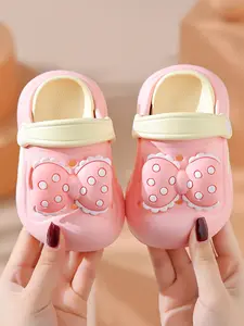 Summer Slippers, Toddler Clogs, Cartoon Design Indoor Non-Slip Sandals for Girls Aged 1-3 Years, Comfortable Home Shoes