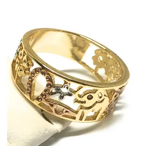 Gold Plated Women’s Lucky Charm Symbols Ring Anillo de Suerte