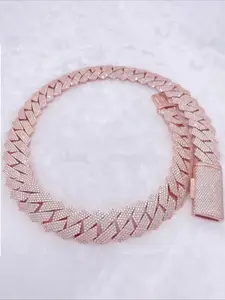 Customized Unique Round Tester Full Diamond Hip Hop Rap Style Luxury 4 Rows Cuban Chain Necklace, Men's Exclusive Jewelry