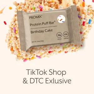Promix Giant Protein Puff Bars – 39g Protein Low Sugar (13g) – Marshmallow Crispy Treat–Style – Whey Isolate – 6 Bars – Birthday Cake