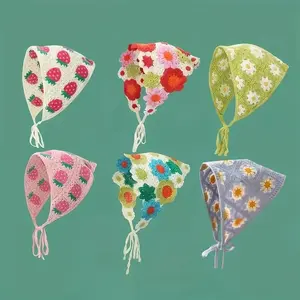 Sweet Triangular Scarf & Elegant Headband - Stylish Floral and Fruit Patterns; Lightweight and Breathable; Ideal for Outdoor Activities; Suitable for Both Casual and Formal Wear.