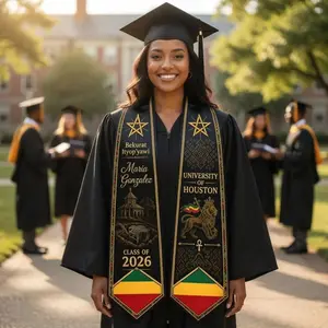Personalized Ethiopia Graduation Stole 2026, Ethiopian Flag Heritage Graduation Sash, Custom Name Class of 2026 Senior Grad Gift