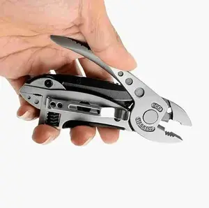 6 in 1 Portable Multitool Wrench Plier, Stainless Steel Multitool Adjustable Wrench Screwdriver Bits Pliers with Screwdriver,Bottle Opener & Saw Blade for Camping Survival Hunting Picnic DIY