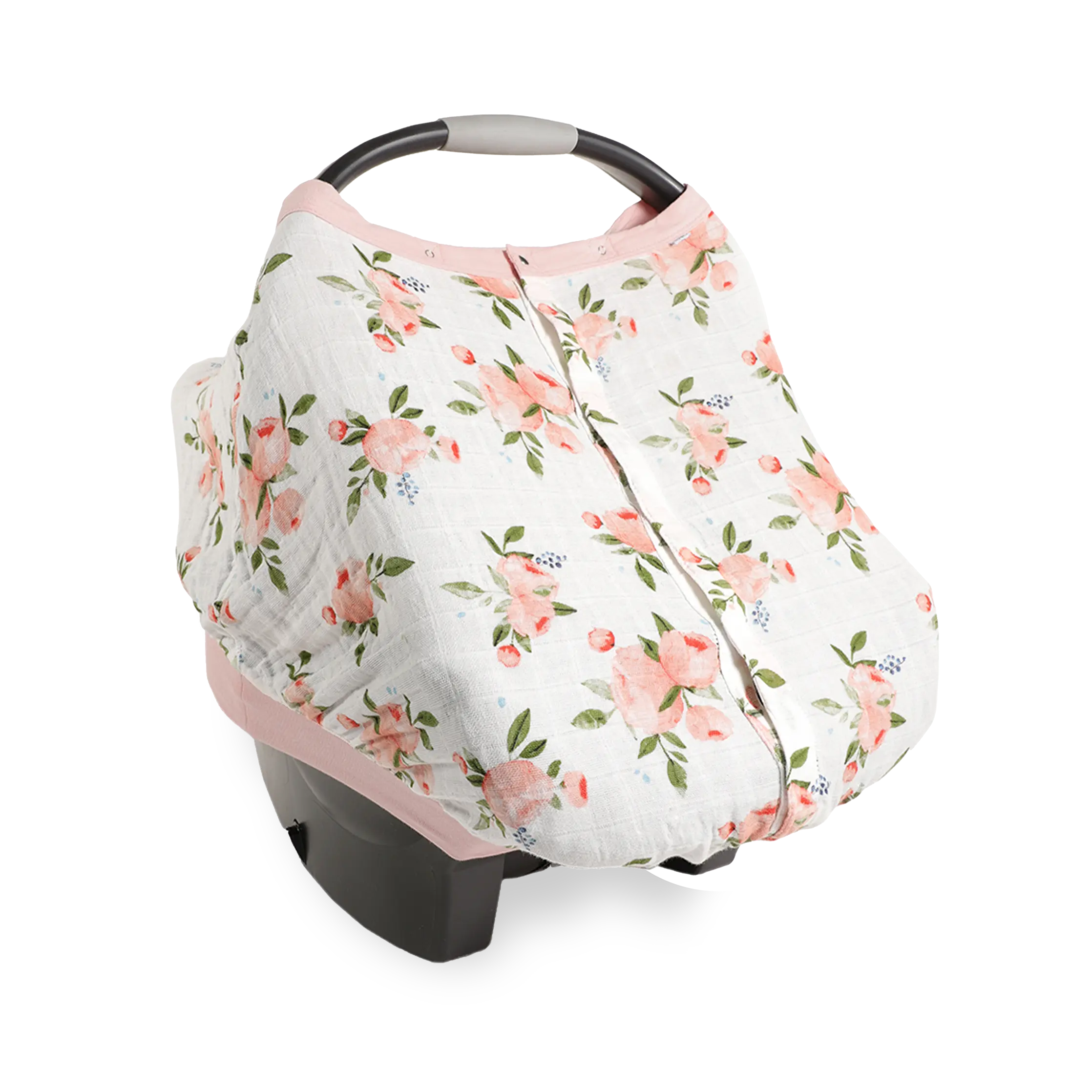 Cotton Muslin Car Seat Canopy - Watercolor Roses