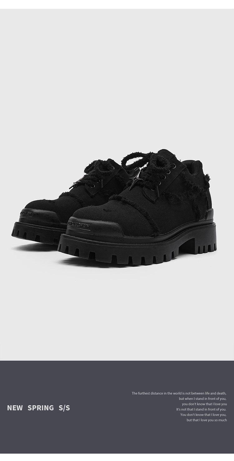 Retro Port Style  Head Leather Shoes, Men's Spring Autumn Chunky Sole Hidden Heel Shoes, Stylist Fashion Casual Shoes