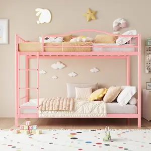 GAOMON Bunk Bed Twin Over Twin with Ladder & Full Safety Guardrail, Heavy Duty Metal Twin Over Twin Bunk Bed 400 Lbs Load Capacity, Space-Saving, Noise Free, No Box Spring Needed, Easy Assembly, P