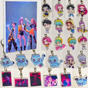 Korean Idol Advent Calendar, 24-Day Xmas Countdown Keychain Kawaii & Acrylic Pendant, Perfect Gift for Girls, Movie Hunters Inspired Design