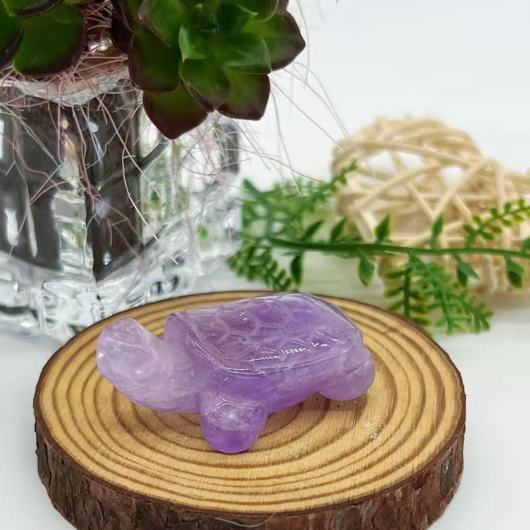 2pc Amethyst turtle or frog natural crystal