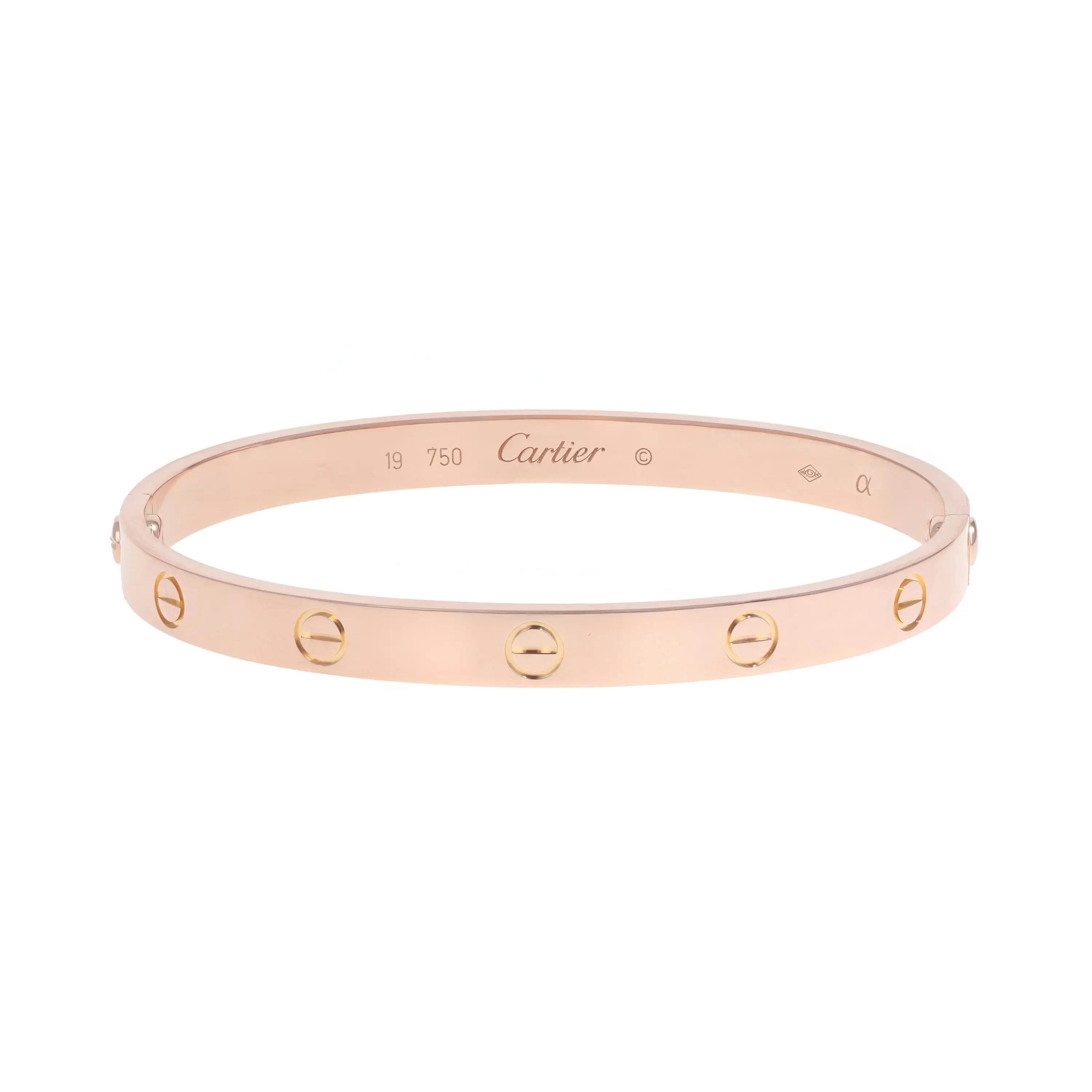 Pre-owned Cartier Love Bangle Bracelet Size 19