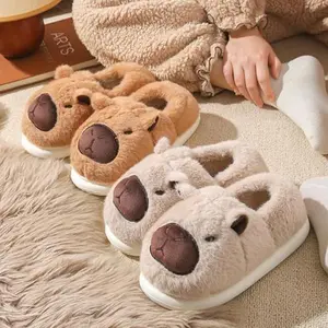 Fuzzy Cute Capybara Slippers Women Men Warm House Slides for Indoor Outdoor Autumn Winter Casual Walking Shoes