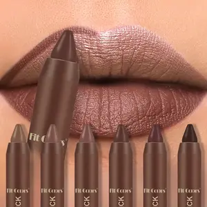 6 Colors/set  Matte Lipsticks - Long-Lasting, Waterproof, Full Coverage for All Light Beige Types -Chocolate Color Perfect Makeup Gift for Women Beauty Lipstick