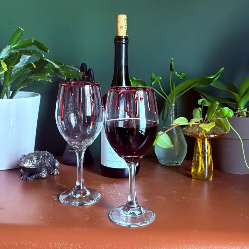 Bloody drip wine or  Champagne glasses - handmade