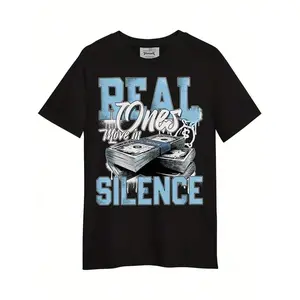 Dunkare Unisex Black Graphic T-Shirt - REAL Ones Move In Silence Design, Soft Breathable Cotton Crew Neck Tee