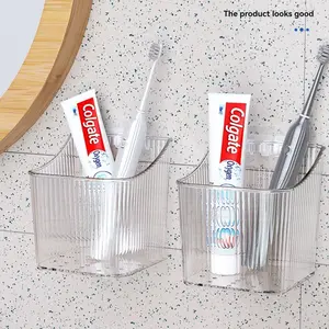 Vertical Wall-Mounted Storage Box, Plastic Material, Multi-Functional Home Bedroom Kitchen Bathroom Organizer, Toothbrush Storage, Toothbrush Holder, Space-Saving Solution, Hangable
