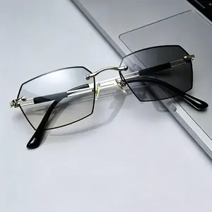 [2026]Photochromic Reading Glasses ,Stylish  Anti-Blue Light & UV Protection, Lightweight Rimless Design with Soft Silicone Nose Pads for All-Day Comfort