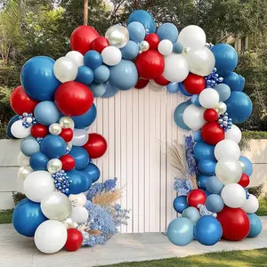Red Blue White Balloon Garland Double Stuffed Royal Blue Red Balloons  White Sand Pastel Balloon Arch Kit for Birthday  Shower Patriotic Nautical 4th of July Christmas Party Decorations