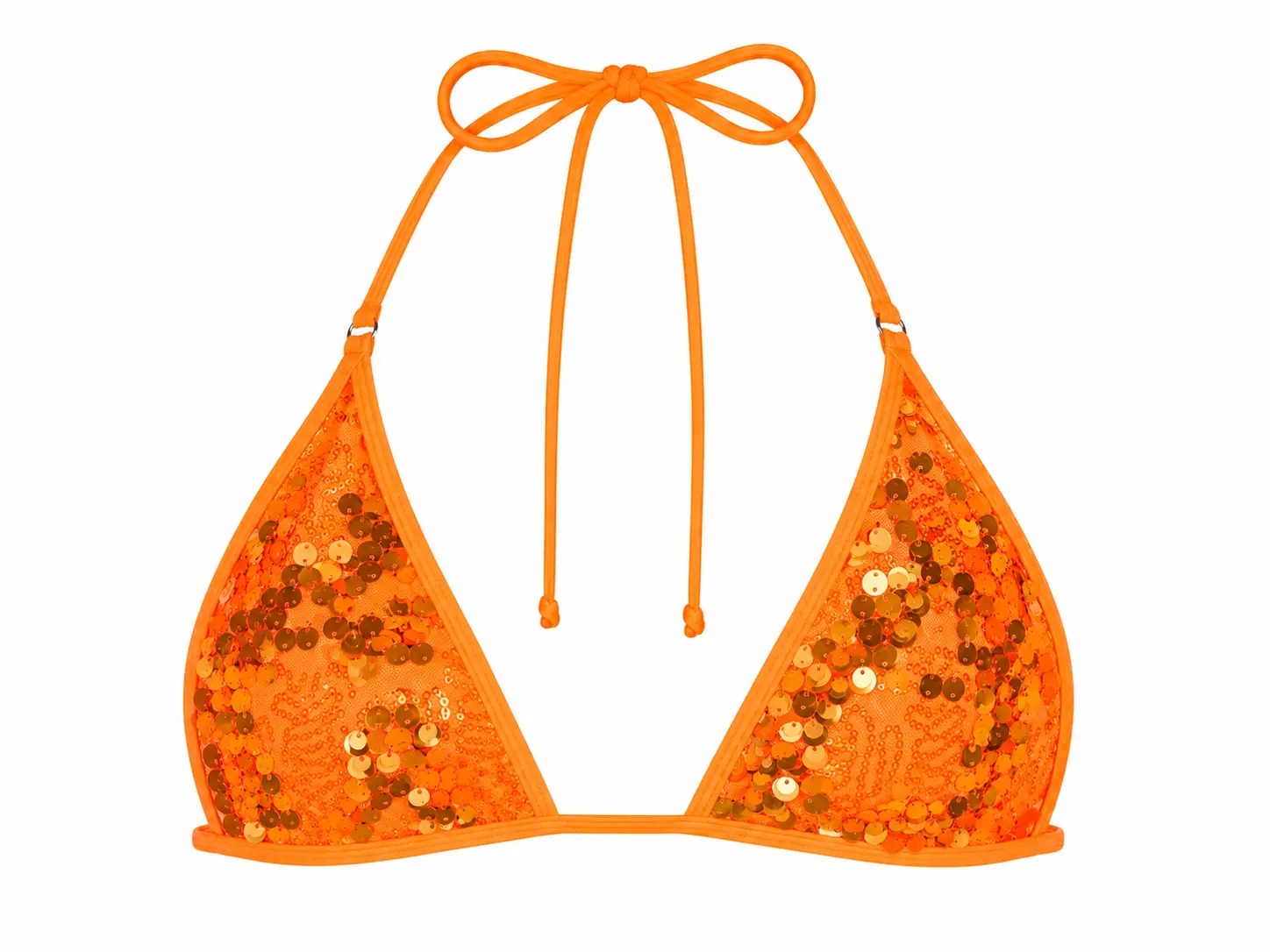 Berry Beachy Beachella Micro Triangle Bikini Top – Orange Sequin
