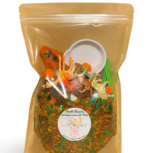 Sensory Bin Filler Safari theme Colored Rice Play Kit for Kids Interactive Learning & Hand Eye Coordination Development