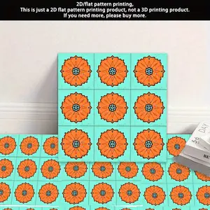 2D Flat - Vintage Geometric Pattern, PVC Sticker, Self-Adhesive Floor Decal, Removable Waterproof Decorative Sticker, Suitable for DIY on Kitchen Walls, Bathroom Walls, Balcony Floors, and More, 2D Flat