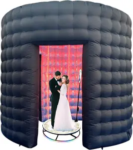 SAYOK 10ft Diameter Round Inflatable LED 360 Photo Booth Enclosure with LED Lights & Blower, 360 Photo Booth Backdrop for Wedding, Party, Birthday, Exhibition