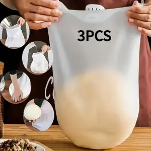 3pcs Silicone Kneading Bag for Restaurant, Flour Mixing Bag, Multifunctional Dough Mixing Bag, Suitable for Bread, Pastry, Pizza, Corn Cake, Storage Bag, Cooking Tool for Restaurant, Baking Tools