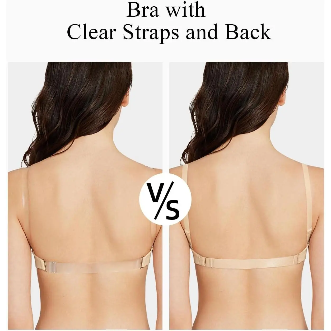 Women's Backless Bra with Clear Back Straps Plunge Convertible Push Up  Padded Add A Cup Low Cut Underwire Bras for Women - TikTok Shop