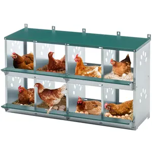 DOMISO Metal Chicken Nesting Box, 8 Room Nesting Boxes for Poultry, Galvanized Steel, Easy to Install, Durable Design, Easy to Wash