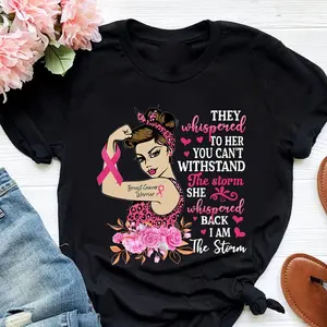 Breast Cancer Warrior Pink Ribbon Shirt, I'm The Storm Strong Women Shirt, Cancer Support Shirt, Breast Cancer Month, Gift For Breast Cancer