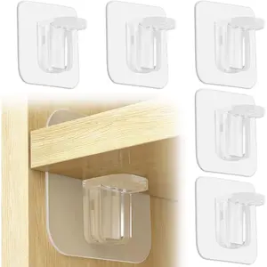 10 Pack Adhesive Shelf Bracket, Punch Free Reinforced Design Shelf Support Pegs for Shelves Kitchen Cabinet Book Closet