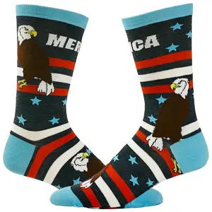 Men's Merica Socks Funny 4th Of July Independence Day USA Eagle Novelty Footwear Funny Graphic Socks Comfortable Fitted Spandex Cotton