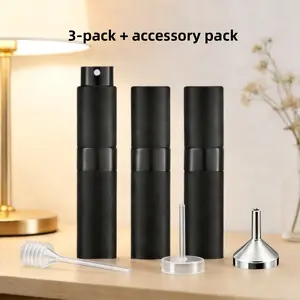 3 Pack 8ml Refillable Perfume Spray Bottles, Portable Aluminum Adjustable Glam Travel Dispensers with Acrylonitrile Butadiene Styrene Rotating Mechanism