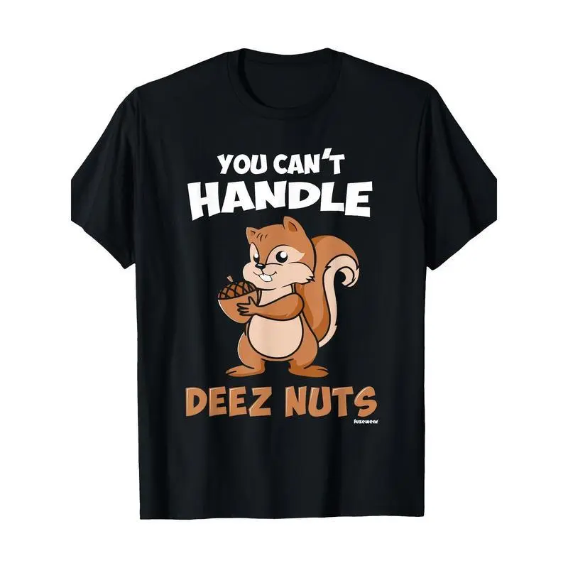Deez Nuts Squirrel Graphic Tee for Men Women White Cotton T-shirt Funny Joke Summer Casual Gift