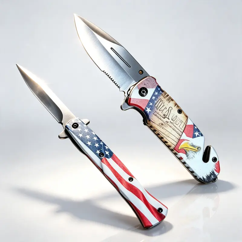 BRODARK Compact Pocket Stainless Steel Knife - 3.5" Serrated Spring-Open Fast Folding EDC Tool with Wire Cutter, Glass Breaker, Bushcrafting Camping Gear - Stainless Steel Knives for Hunting, Camping - Gift for Boyfriend