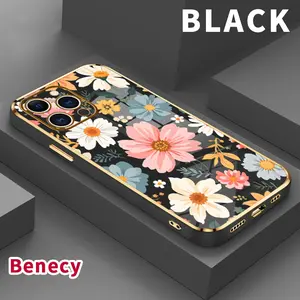 Soft TPU Case for iPhone 15 Pro Max 16 14 Plus 13 12 11 X XS Max XR Floral Symphony Pattern Luxury Electroplating TPU Anti-Fingerprint Mobile Phone Back Cover