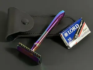 Rainbow Metal Neon Safety Razor Double Edge Sided Women Men Shaving Zero Waste Valentine's Present