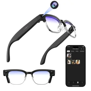AI Smart Glasses with HD Camera 8 Million Pixels (Interpolated Pixels 32 million),1080P Video Recording, 4GB Memory,ENC Dual Microphone Noise Reduction,Sweat-proof, 290mAh Battery ,Magnetic charging, Wearable Smart Glasses
