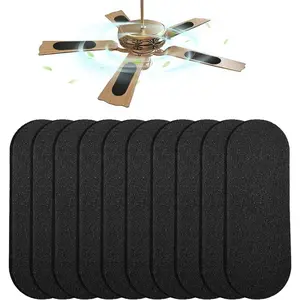 Ceiling Fan Filters for Blades 10 Pcs Activated Carbon Air Filter Easy-Stick Ceiling Fan Blade Filter for Home Office Household Items Common Household Contaminants All Fan Blades