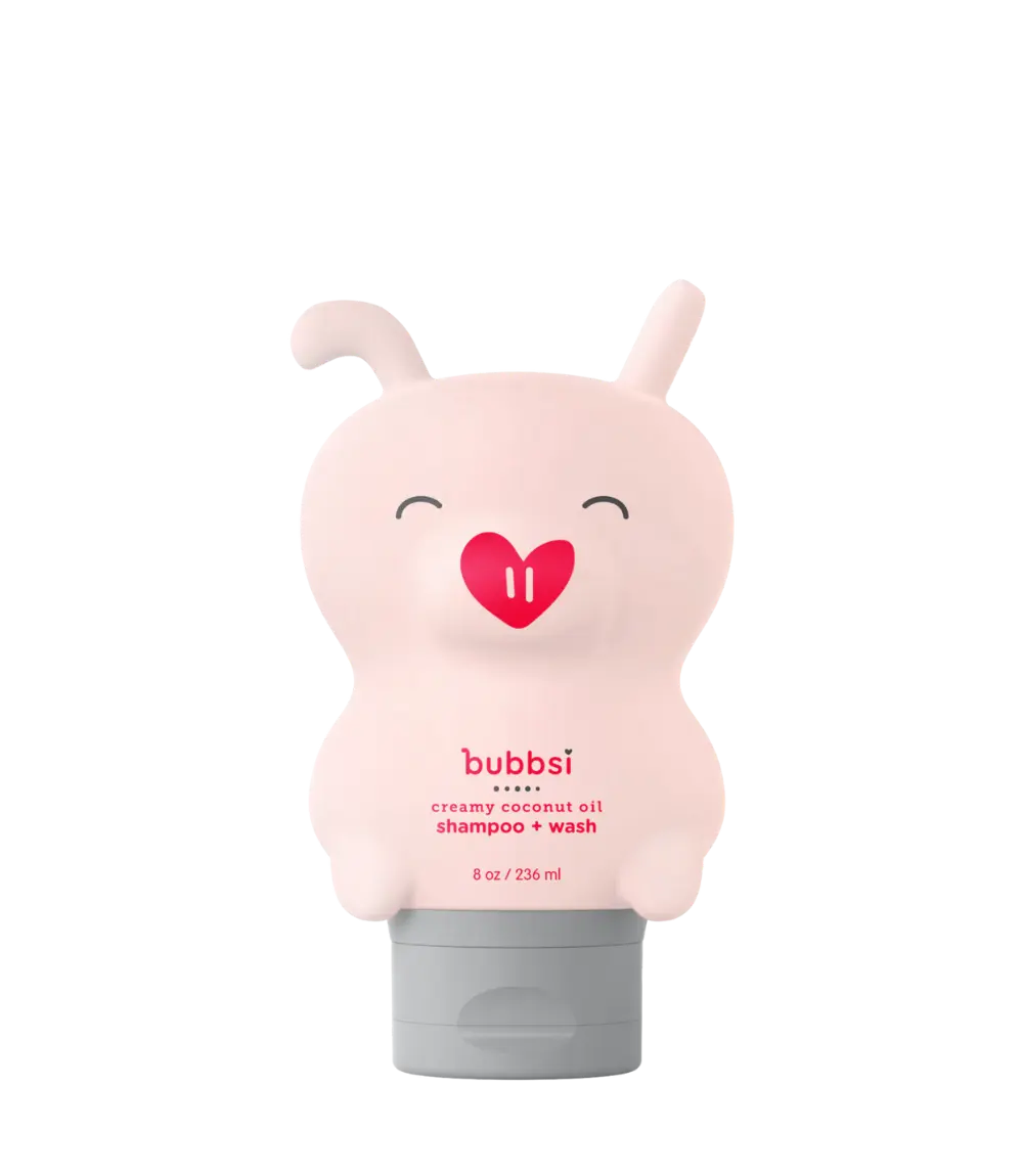 Coconut Oil Creamy Shampoo & Body Wash | Gentle, Nourishing Head to Toe Cleanser | Will Not Irritate Eyes | 95% Naturally-Derived, Sulfate Free | Organic Coconut Oil, Shea Butter, Vitamin E | Light Coconut Vanilla Scent | Refillable Piggy Bottle