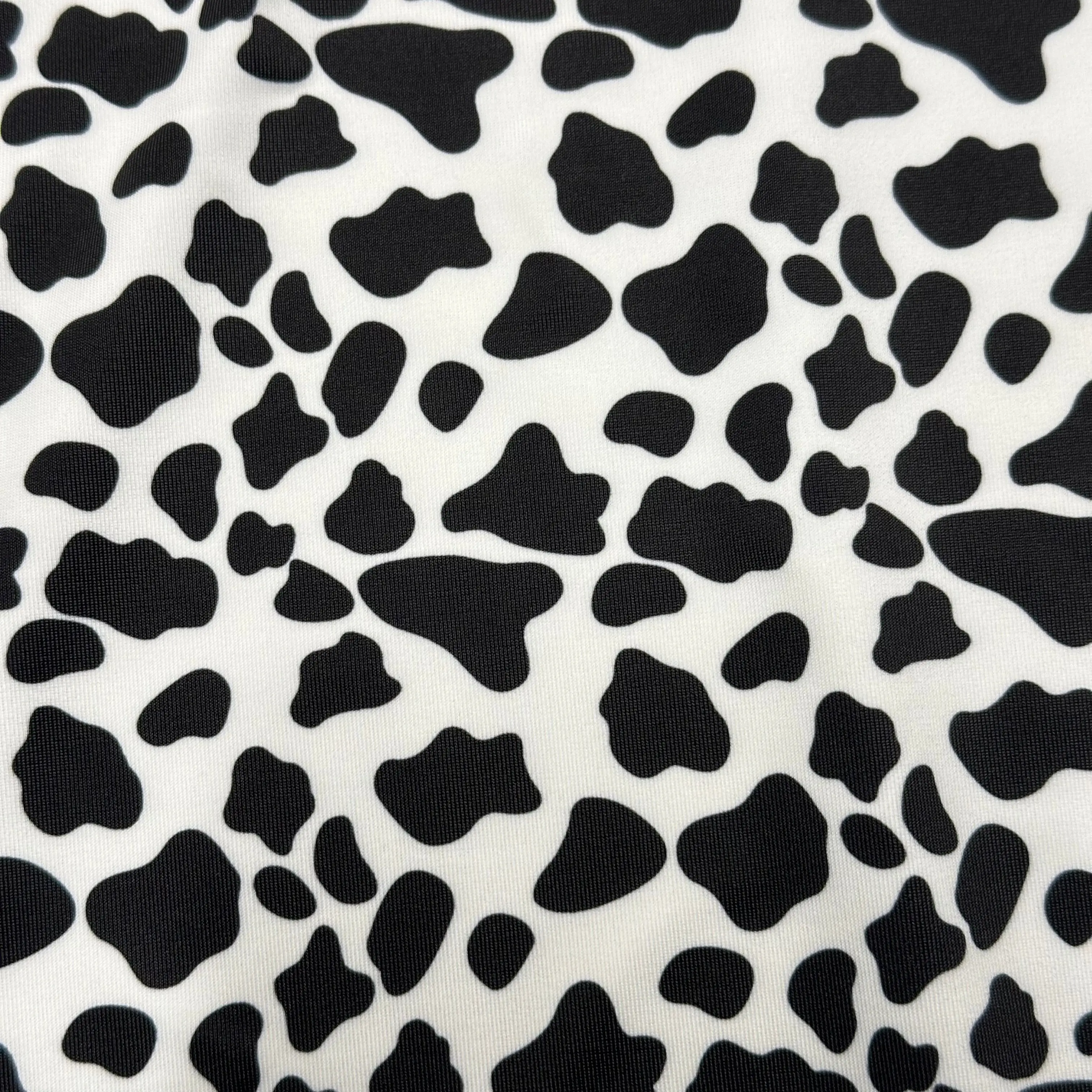 Black and White Cow Print 4-Way Stretch Spandex Fabric by the Yd, 60" Wide Stretchable Fabric for DIY Activewear, Swimwear