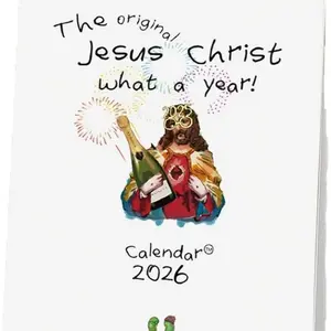 2026 Jesus Christ Desk Calendar,1/2PCS Inspirational Jesus Paintings, Jesus Christ WHAT A YEAR Calendar 2026, Suitable for Office and Living Room
