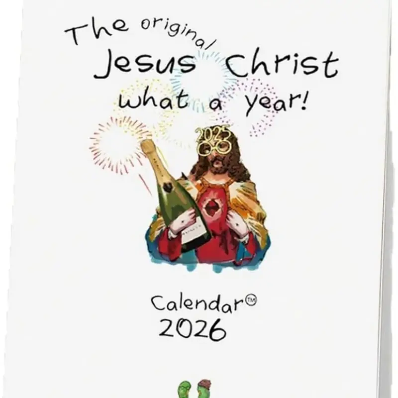 2026 Jesus Christ Desk Calendar,1/2PCS Inspirational Jesus Paintings, Jesus Christ WHAT A YEAR Calendar 2026, Suitable for Office and Living Room