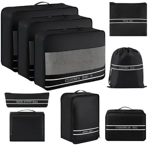 9 Set Packing Cubes Luggage Packing Organizers for Travel Accessories Space Saving Travel Bags for Carry On, Lightweight Mesh Zipper, Clothes, Shoes and Laundry Bag, Suitcases