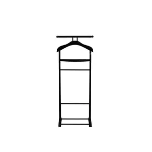 212 MAIN Traditional Knight Clothes Valet with Tie Bar, Black Commercial Hotel Furniture Accessory Rack