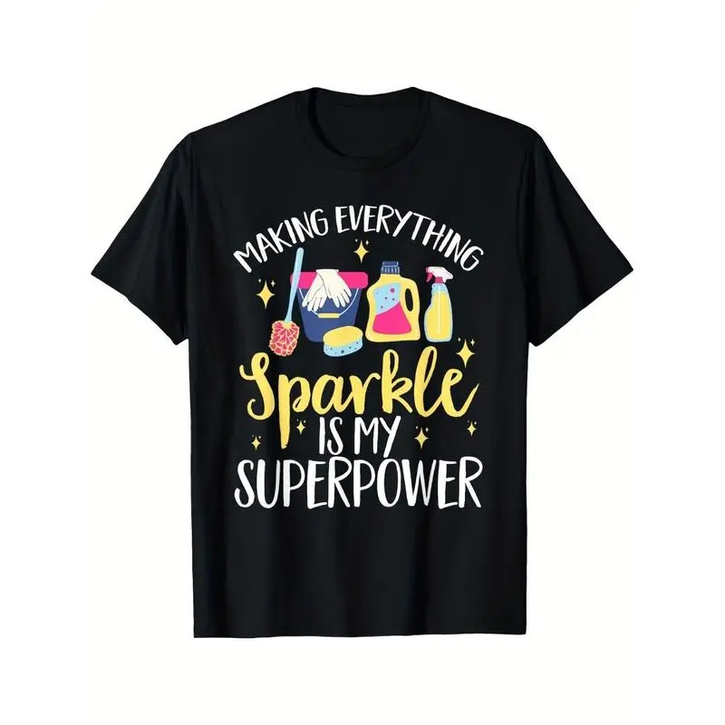 Housekeeping Cleaning Lady Housekeeper T Shirt for Parties Beach Sports Classic Retro Style Outdoor All Season Casual Glossy Finish Beach Attire Vintage Graphic