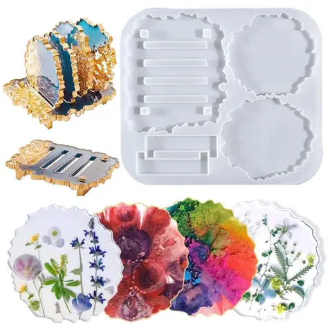Silicone Coaster Mold, DIY Crystal Resin Mold for Making Coaster and Cup Mat & Stand, Creative Coasters Storage Rack Mold for Kitchen, Home Table Decoration, Resin Art, Resin Coaster Molds