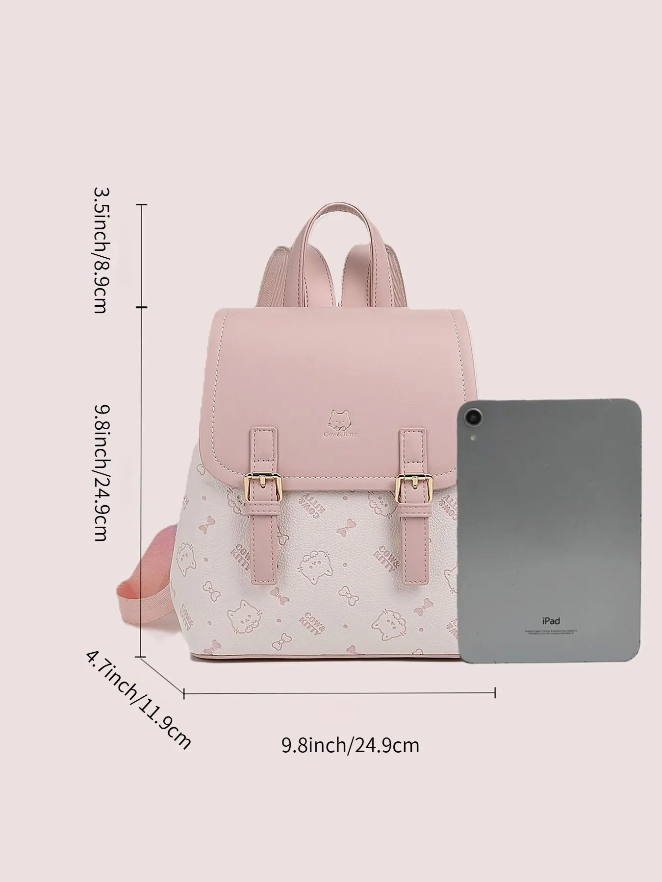 Pink Mini Backpack Leather Girls Women Adjustable Straps Travel School AO ALI VICTORY Laptop Backpack 15.6 Inch Kids Elementary  main image 2