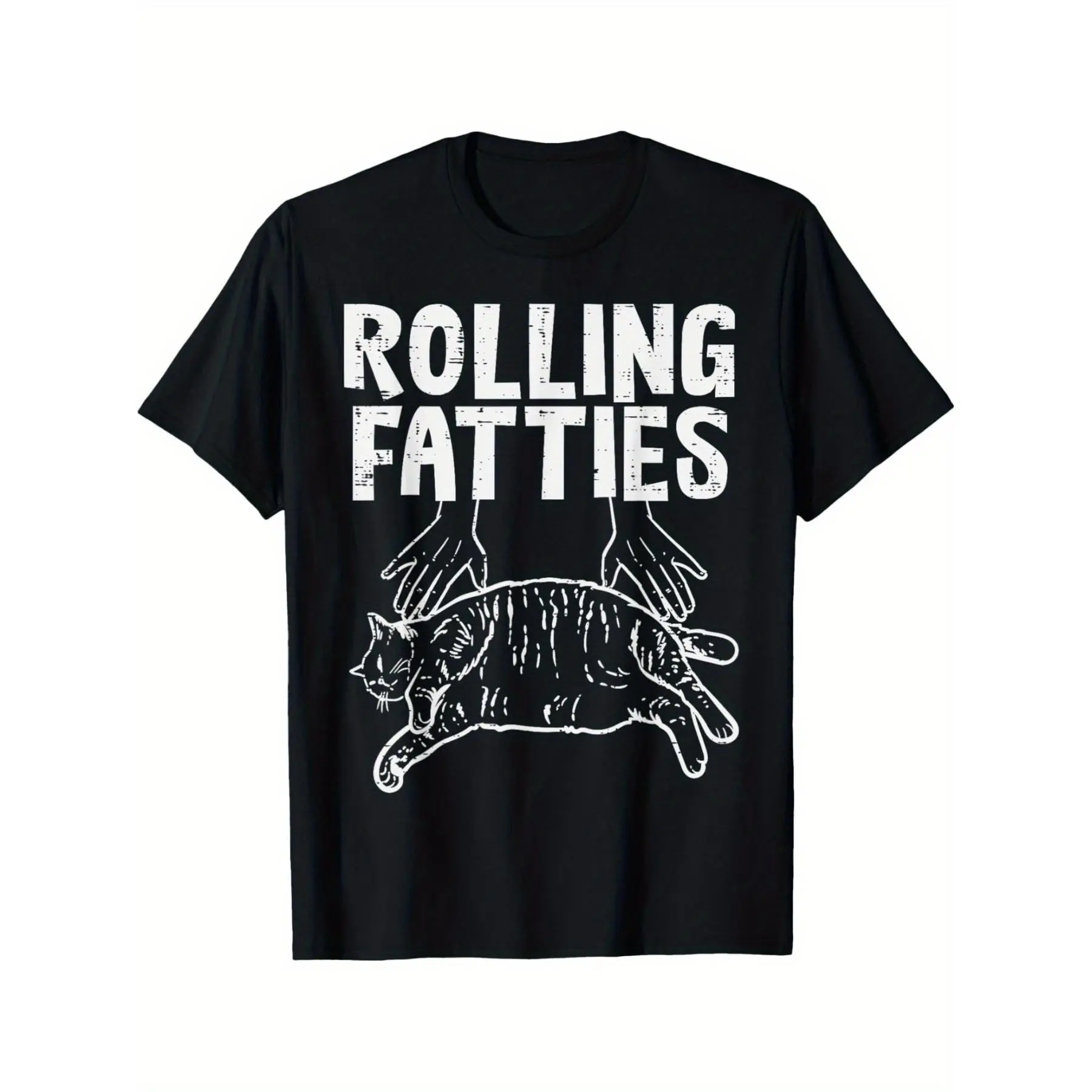 Rolling Fatties Cat Funny Fat Kitten Unsex Short Sleeve T-Shirt 100% Cotton Casual Wear Autumn Season Fashion