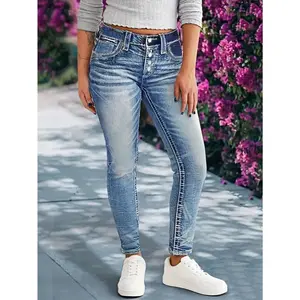 Stretchy Petite Foot Ladies' Fashion Jeans - Women Jeans with Cross-Border Style, Tight Fit, and Comfortable Stretch Fabric - Perfect for Petite Women