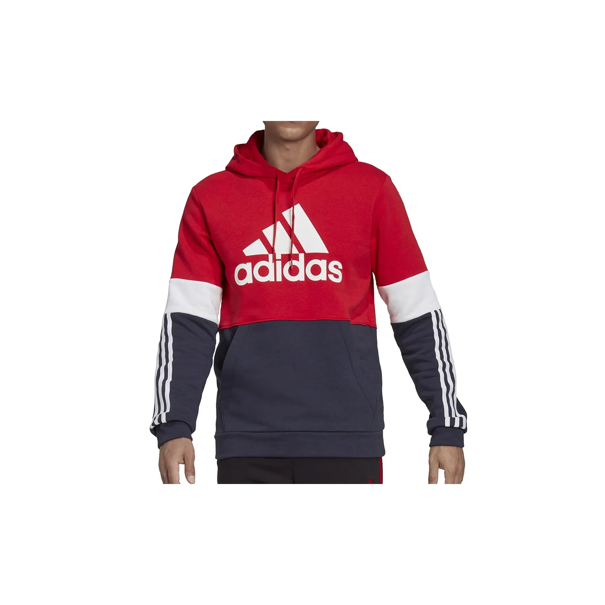 Essentials Fleece Colorblock Hoodie "Scarlet / White / Legend Ink" H58980