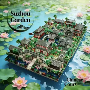 Chinese Style Suzhou Garden Building Miniature Model, Building Blocks, High Difficulty Handicraft Kit, Perfect Gift for Gardening Enthusiasts